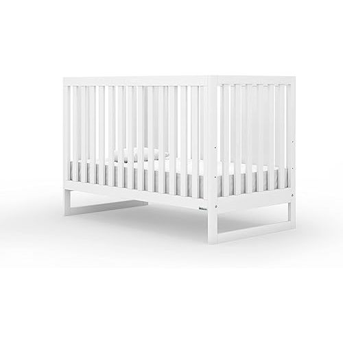 dadada Baby’s 3-in-1 Austin Convertible Crib - Newborn Essentials Baby Bed Fits Standard Crib Mattress - Adjustable Bed Base - White