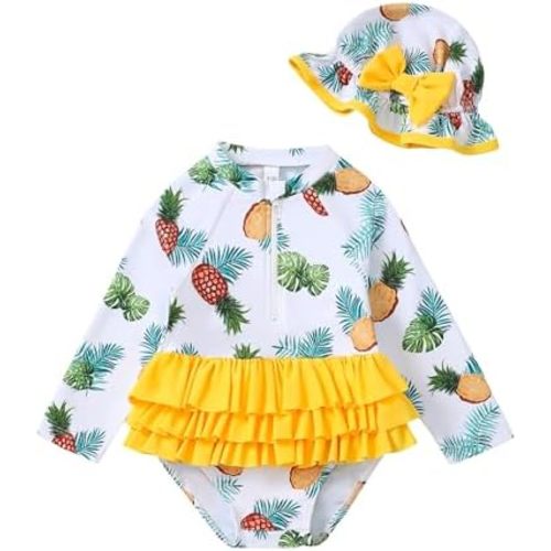 Baby Girl Swimsuit Toddler One Piece Bathing Suit Long Sleeve Newborn Girls Swimwear Sunsuit Baby Swim Suit