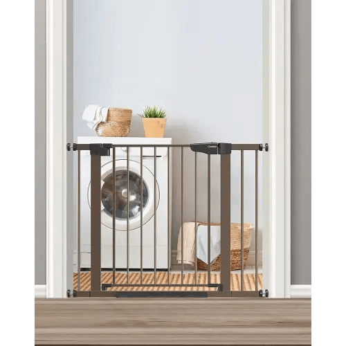 Cumbor 29.7-40.6" Baby Gate for Stairs, Mom's Choice Awards Winner-Dog Gate for Doorways, Pressure Mounted Self Closing Pet Gates for Dogs Indoor, Durable Safety Child Gate with Easy Walk Thru Door
