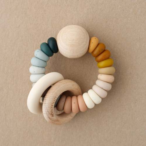 Wood & Silicone Teether w/ Rings (Earth)