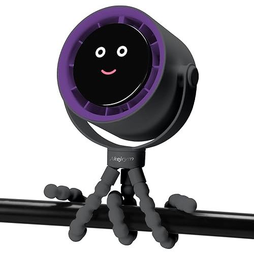 Stroller Fan Portable, Personal Fan for Travel, Air Turbo Tech & Digital display, Detachable 5 Speeds Rechargeable 360° Rotate Flexible Tripod, For Home Office Stroller (Grey)