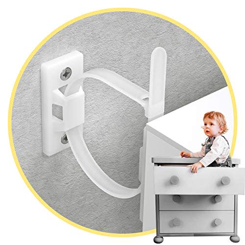 4our Kiddies Furniture Straps (10 Pack) Baby Proofing Anti Tip Furniture Anchors Kit