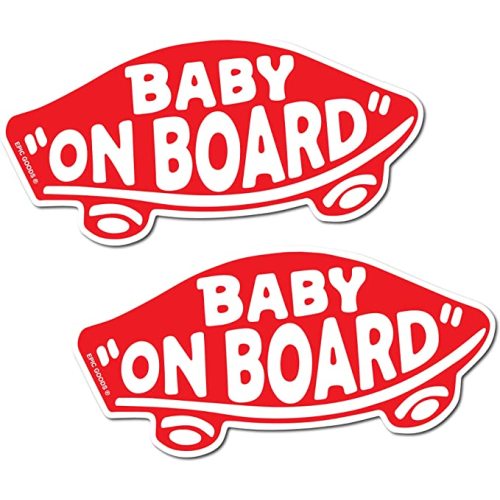 EPIC GOODS Baby On Board Magnet for Cars, Trucks, Vans [2-Pack] Safety Sign Decal for Kids, Heavy-Duty Magnetic Bumper Sticker - Skateboarding, BMX, Baby Shower Registry Gift (Magnets - Red)