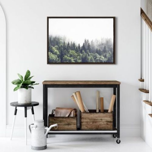 23" X 33" Sylvie Lush Green Forest On A Foggy Day Framed Canvas By The Creative Bunch Studio Brown - Kate & Laurel All Things Decor