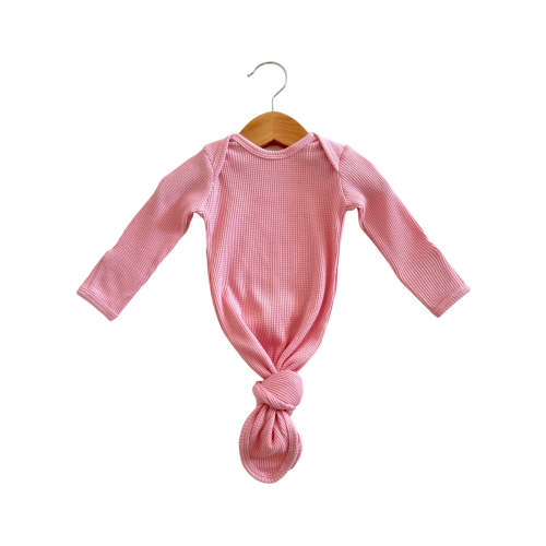Organic Waffle Knotted Gown, Pink
