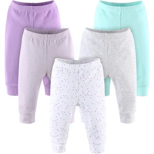 Newborn The Peanutshell Baby Pants Set | 5 Pack | Floral, Pink, White, Stars