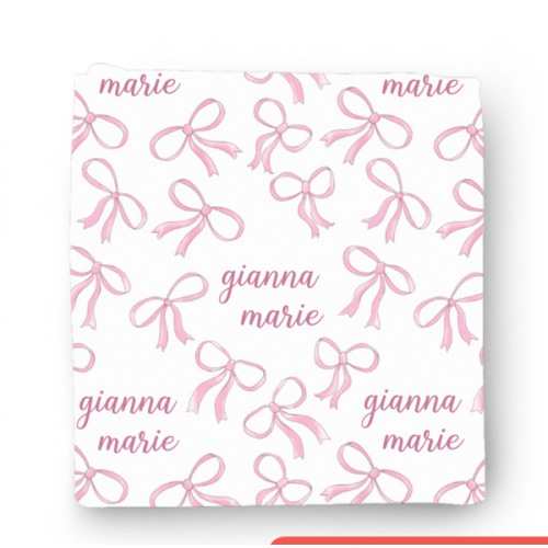 Blushing Bows Personalized Swaddle Blanket