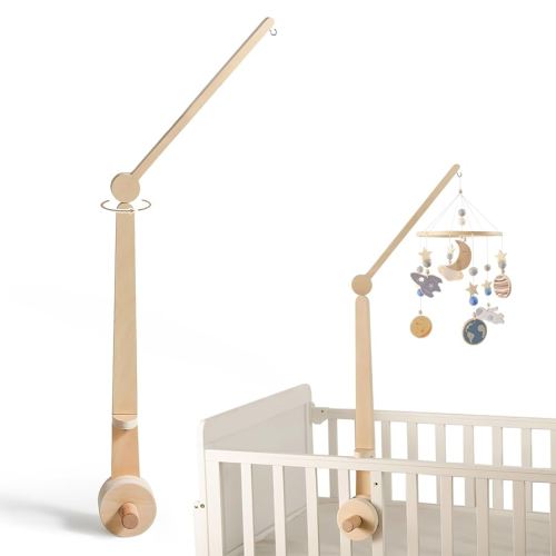 Baby Crib Mobile Arm Wooden Mobile Arm for Crib Rotating Baby Mobile Hanger for Crib Baby Girl or Boy Nursery Decor