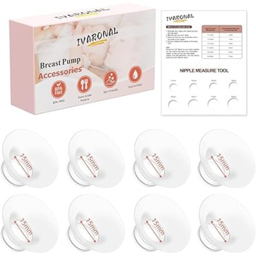 8pcs Flange Insert 15mm Compatible with Momcozy Air 1/W1/M9/M6/M5/S12 Pro/V1 Pro/V2 Pro,for Spectra/Medela/MomMed/eufy/Lansinoh/Elvie Breast Pump