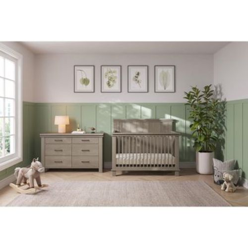Child Craft Denman Crib And Dresser Nursery Set, 2-piece, Includes 4-in-1 Convertible Crib And 3-drawer Dresser (crescent Gray)