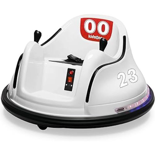 Kidzone 6V Electric Ride On Bumper Car for Kids & Toddlers 1.5-6 Years Old, DIY Sticker Baby Bumping Toy Gifts W/Remote Control, LED Lights & 360 Degree Spin, ASTM Certified
