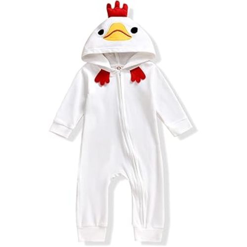 HINTINA Baby Girls 3D Unicorn Angel Wings Hooded Zipper Romper Jumpsuit Christmas Outfits Clothes Pink White