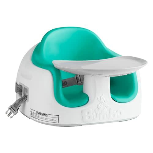 Bumbo Multi Seat 3-in-1 Baby & Toddler Convertible Non-Slip Floor, High Chair, and Booster Seat Combo w/Removable Tray and Buckle Strap, Aqua