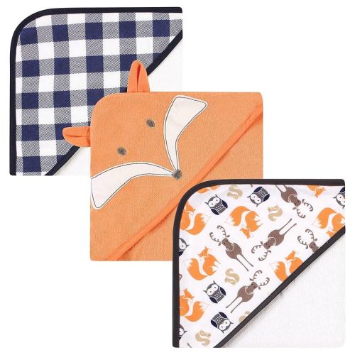 Hudson Baby Unisex Baby Cotton Rich Hooded Towels, Fox, One Size