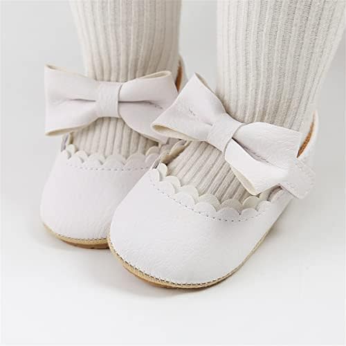 LAFEGEN Baby Girls Mary Jane Flats with Bownot Non Slip Soft Sole PU Leather Newborn Infant Toddler First Walker Cirb Dress Shoes