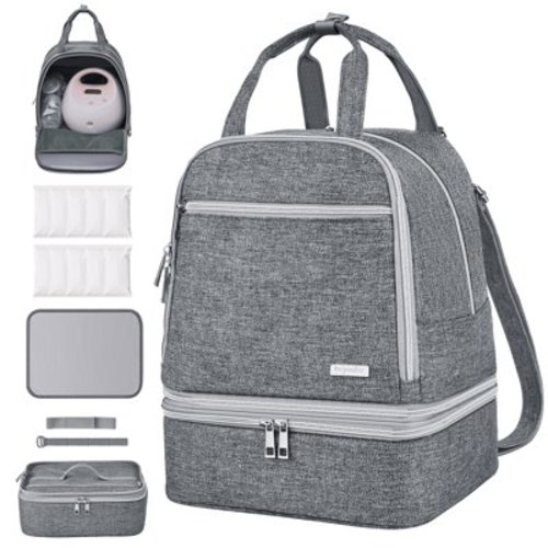 Breast Pump Bag, Spectra Pump Backpack, Pumping Bag for Working Mom, Compatible with Spectra S1, S2, Grey
