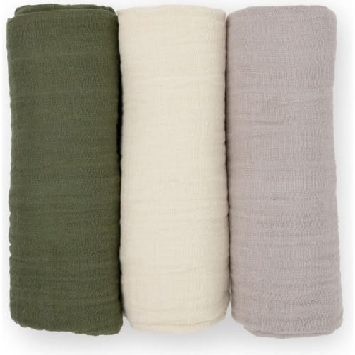 little unicorn 3-Pack Organic Cotton Muslin Swaddle Blankets, Fern 2