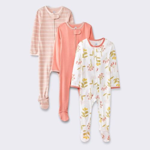 Baby Girls' 3pk Floral Sleep N' Play - Cloud Island™ Pink, Size: Newborn