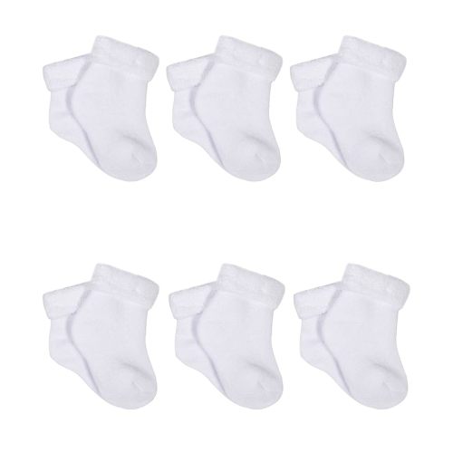 Gerber Baby 6-Pair Sock, White, 0-3 Months