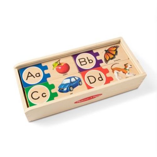 Melissa & Doug Self-Correcting Alphabet Wooden Puzzles with Storage Box 52pc: Educational Toddler Toy, Language & Motor Skills
