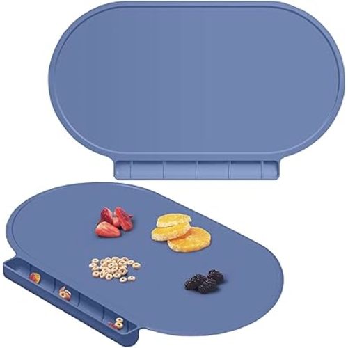 Placemat for Baby, Silicone Baby Toddlers Non-Slip Tablemats Stain Resistant Anti-Skid Reusable Dishwasher Safe Table Mats (Lake Blue)