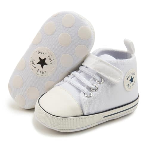 KKIIDDSS Unisex Baby Girls Boys Canvas High-top Shoes, Newborn Infant Anti-Slip Soft Sole Frist Walking Breathable Sneakers