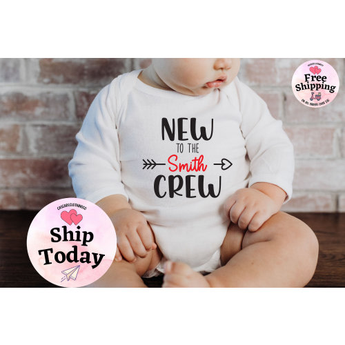 Personalized New To The Crew Onesie®, New To The Crew Custom Baby Bodysuit, New To The Crew Toddler Shirt, Baby Shower Gift, New To The Crew