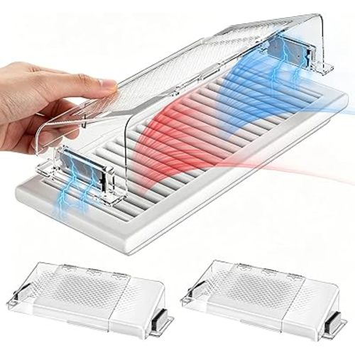 Magnetic Adhesive Vent Cold Air Deflector (2 Pack), for Bedroom/Living Room/Study, Fits Ceiling/Floor/Wall Vents, Screw Hole for Wooden Vents, Adjustable 9"-16" in, Directional Cold Air Diversion