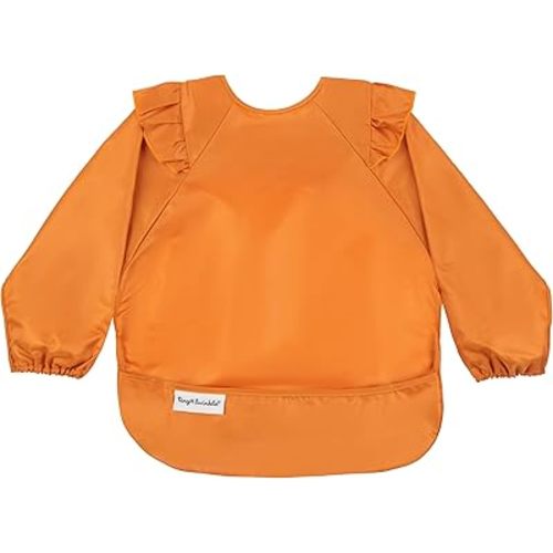 Tiny Twinkle Mess Proof Baby Bib,Waterproof Smock Baby Bib for Eating,Machine Washable Long Sleeve Bib,Baby Led Weaning,Toddler Bib,BLW Supplies(Cinnamon, Large 2-4 Years)
