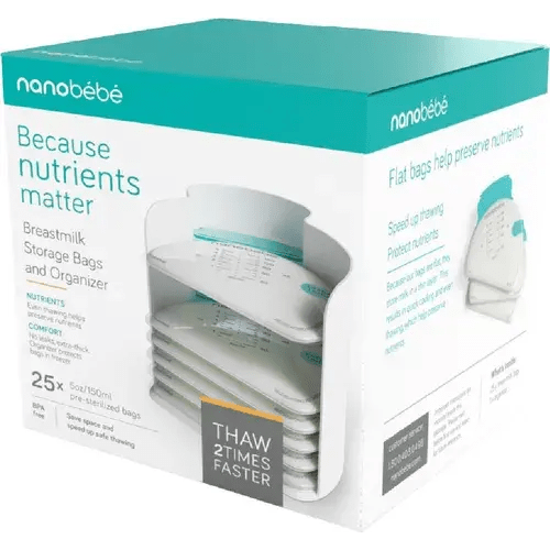 Nanobebe 25 Milk Bags & Organizer White / Clear | Baby Bunting AU