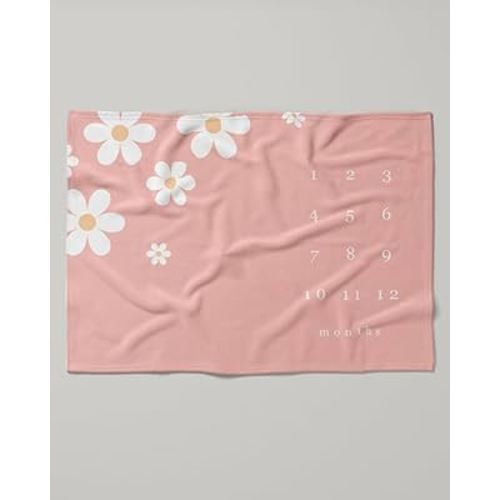 Personalized Daisy Milestone Blanket Custom Name Baby Monthly Growth Baby Blanket Baby Photo Props Blanket Watch Me Grow Blankies for Babies Gifts for Baby Shower Birthday Christmas