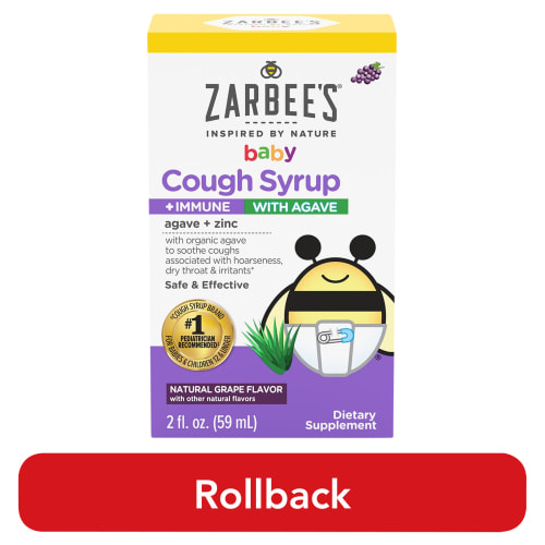 Zarbees Organic Baby Cough Syrup + Immune with Agave & Zinc, Cold Remedy for Infants, Grape Flavor