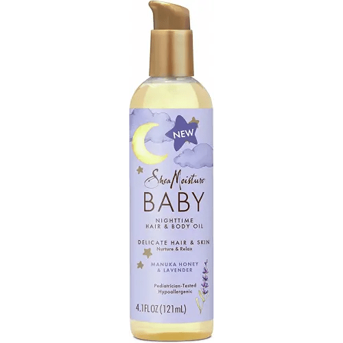 SheaMoisture Baby Hair and Body Oil for Delicate Hair and Skin Manuka Honey and Lavender Nighttime Hair and Skin Care Regimen 4.1 oz
