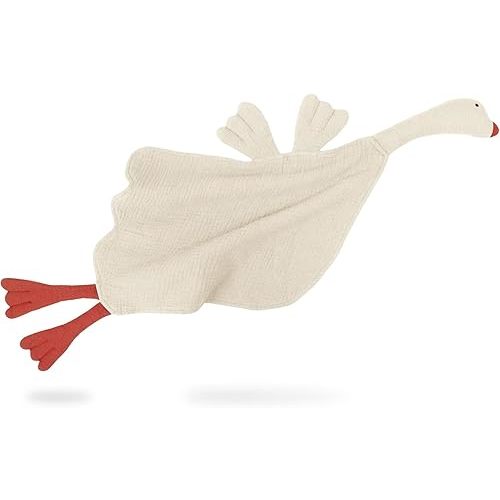 Lulu moon Muslin Loveys for Babies - Baby Security Blanket for Unisex - Goose Lovie - 25"x 11" Cream