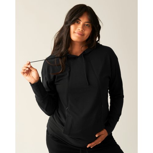 Brushed Bamboo Maternity & Nursing Hoodie | Black - Kindred Bravely