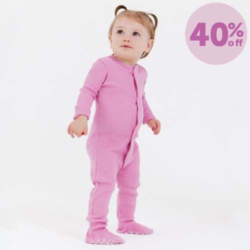 mauve ribbed organic cotton magnetic parent favorite footie – Magnetic Me