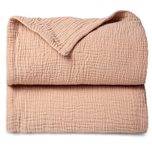 Lulu moon Muslin Quilt Blanket, Crib Blanket for Baby and Toddler,47x47 Inches(Pink)