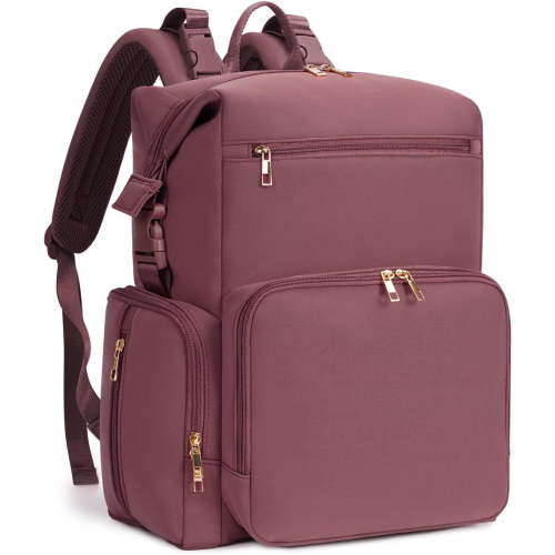 Neoprene Diaper Bag Backpack with Changing Pad, Large Newborn Baby Maternity Bags Travel Tote with Insulated Pockets (Pink)