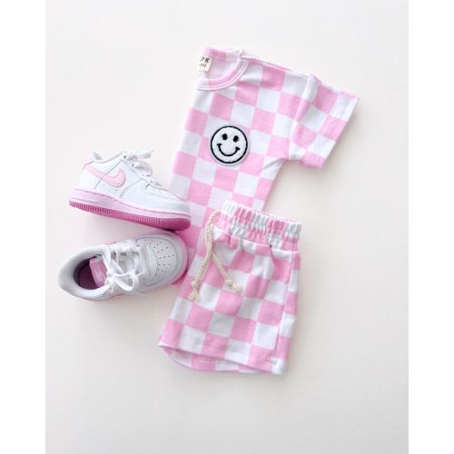 LPK Checkered Shorts Set - Pink