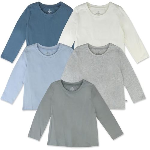 HonestBaby Multipack Long Sleeve T-shirts Tee 100% Organic Cotton Baby, Toddler, Kids, Boys, Girls