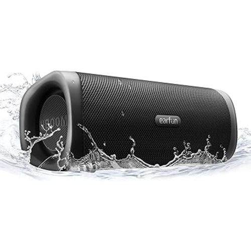 EarFun UBOOM L Bluetooth Speaker, Portable Speaker 28W Loud Stereo Sound, Rich Bass, IP67 Waterproof & Dustproof, Dual Pairing, Built-in Mic, Low Latency, Wireless Speakers for Party, Indoor & Outdoor