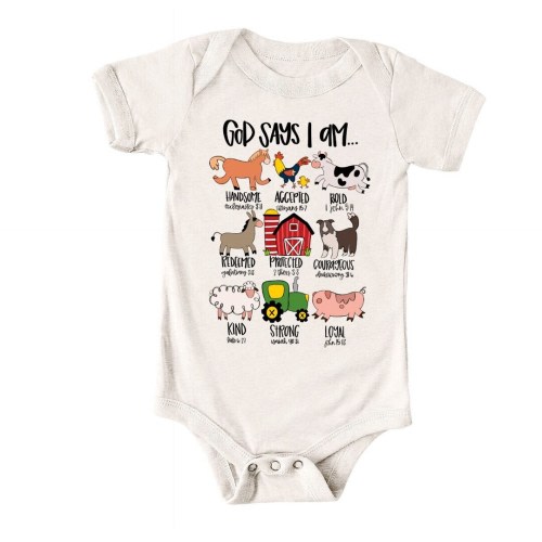 Farm Life, God Says I Am Bodysuit|Infant Bodysuit|Custom Baby Bodysuit|Farm Bodysuit