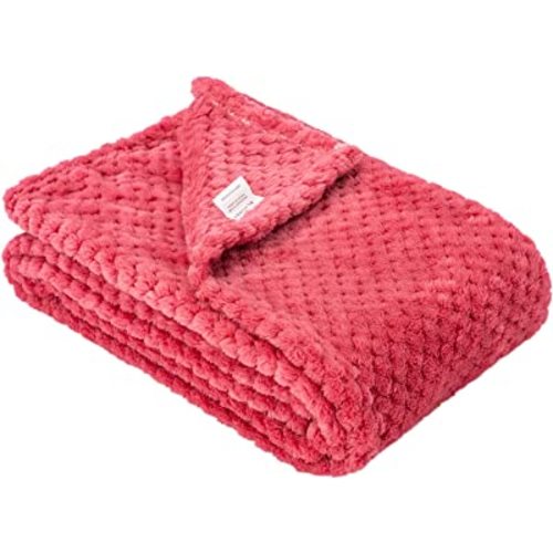 Fuzzy Blanket or Fluffy Blanket for Baby, Soft Warm Cozy Coral Fleece Toddler, Infant or Newborn Receiving Blanket for Crib, Stroller, Travel, Decorative (28Wx40L, XS-Raspberry)