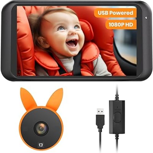 USB Baby Car Camera Plug-Play, 4.5" 1080P Easy Setup Backseat Camera with Flexible 360 Rotation, Clear Picture Rear Facing Car Seat Baby Monitor