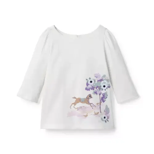 Girl Jet Ivory Horse Boatneck Top by Janie and Jack