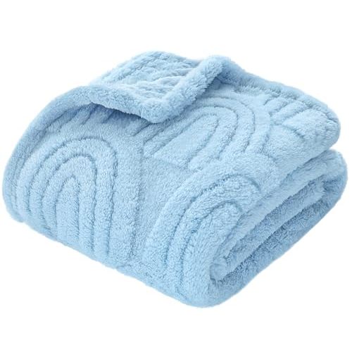 HOMRITAR Baby Blanket with 3D Rainbow Super Soft Cozy Fluffy Fleece Blankets for Boys Girls, Room Decor Birthday Gifts Baby Bedding for Toddle Newborn, Blue, 30 x 40 Inches