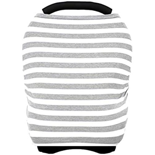 Car Seat Cover for Babies - Multi-use Carseat Canopy Nursing Cover, Car Seat Covers, Breastfeeding Cover Scarf, Infant Boys and Girls Shower Gifts - grey stripe