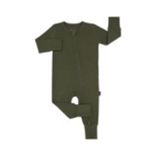 Ribbed Bamboo Footless Sleeper with Fold-Over Cuffs - Forest Green - Active Baby Canadian Online Baby Store