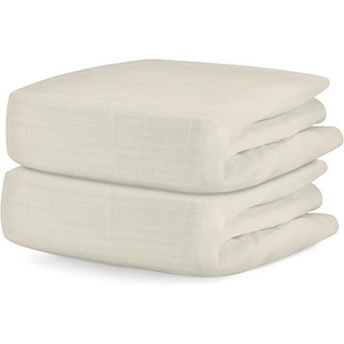Newton Baby Organic Fitted Crib Sheets (2-Pack) - 100% Breathable and Ultra-Soft, 100% Organic Muslin Cotton, Oatmeal, Fits All Standard Cribs