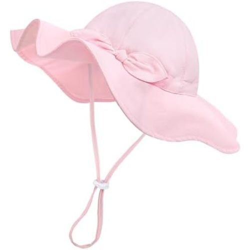 Baby Sun Hat Toddler Girl Beach Hat Adjustable Outdoor Summer Hat UPF 50+ Sun Protection Wide Brim Infant Kids